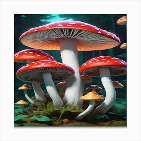 Mushrooms In The Forest 2 Canvas Print