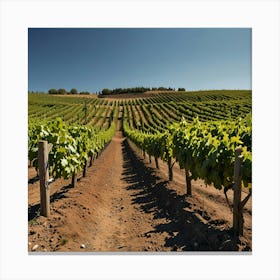 A Picturesque Vineyard With Rows Of Grapevines Stretching To The Horizon Under A Clear Blue Sky 2 Canvas Print