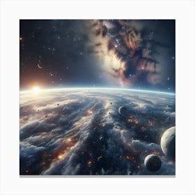 Space With Planets And Stars,Familiar Reflections,A Galaxy Far, Far Away... Closer Than You Think, Inspired by Vanishing Point perspective,star wars Canvas Print