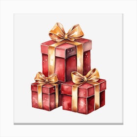 Watercolor Christmas Gift Boxes 8 Canvas Print