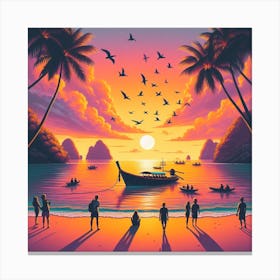 Sunset At The Beach Canvas Print