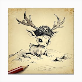 Deer With Pirate Hat Canvas Print