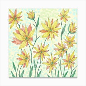 Yellow Flowers Art Nature Flora Meadow Painting Artwork Canvas Print