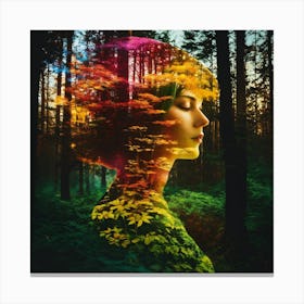 Photo Collage - Woman In The Forest Canvas Print