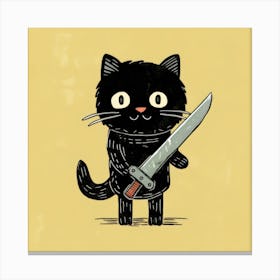 Black Cat With A Knife Canvas Print