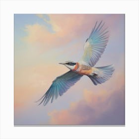 Kingfisher In Flight Paintings Art Print Canvas Print