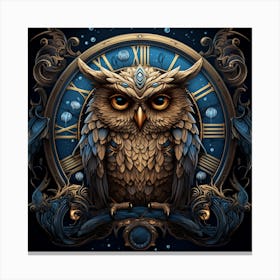 Owl Clock Canvas Print