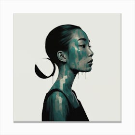 Woman With Blue Paint On Her Face Canvas Print