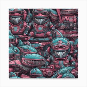 Robots In Pink And Blue Canvas Print