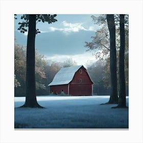 Red Barn In The Woods Canvas Print