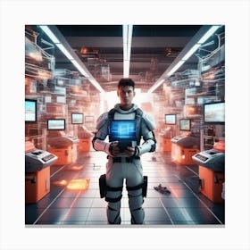 Futuristic Man In Space 13 Canvas Print