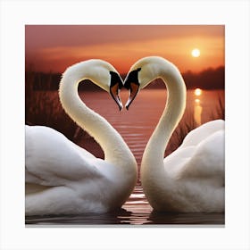 Swans At Sunset Canvas Print