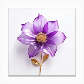 Purple Sheer Flower Trimmed In Gold Glitter With A Stem On A Plain White Background 3d 703153781 Canvas Print