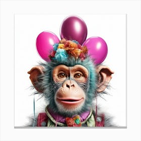 Chimpanzee With Balloons 1 Canvas Print