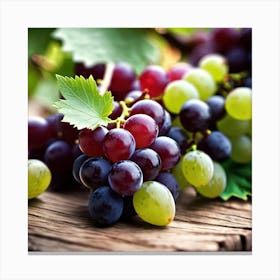 Grapes On A Wooden Table 2 Canvas Print