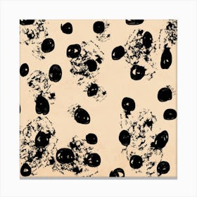 Black Dots On A Peach Fuzz Background Canvas Print