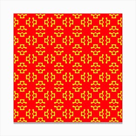 Red Background Yellow Shapes Canvas Print