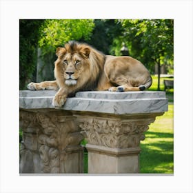 Lion In The Park Canvas Print