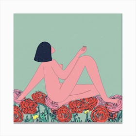 Floral Naked Lunch Square Canvas Print