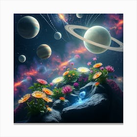 Cosmic Garden With Floating Planets Canvas Print