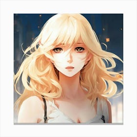 Anime Girl With Long Blonde Hair Canvas Print