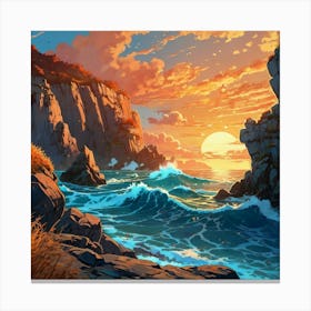 Sunset Over The Ocean Canvas Print