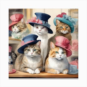 Cats In Hats Canvas Print