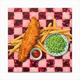 Fish & Chips Pink Checkerboard 1 Canvas Print