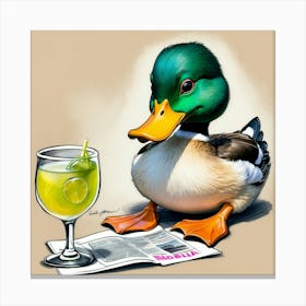 Duck With A Drink 1 Canvas Print