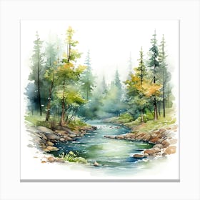 Watercolor Of A Forest Canvas Print