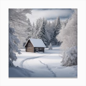 Cabin In The Snow Canvas Print