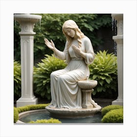 81 Garden Statuette Of A Low Kneeling Blonde Woman With Clasped Hands Praying At The Feet Of A Statuet Canvas Print