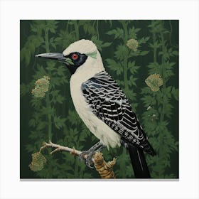 Ohara Koson Inspired Bird Painting Woodpecker 4 Square Canvas Print