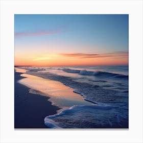 Beach Sunset and Waves Canvas Print
