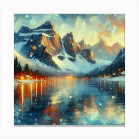 Montain lac oil painting abstract painting art 8 Canvas Print