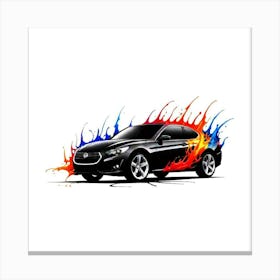 Car With Flames Canvas Print