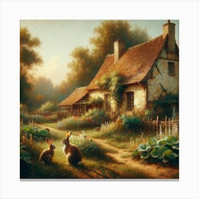 Rabbits In The Garden Canvas Print