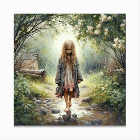 Little Girl In The Woods 2 Canvas Print