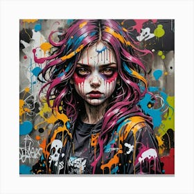 Girl With Paint Splatters Canvas Print