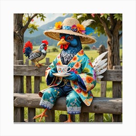 Rooster And Tea Canvas Print