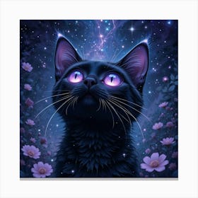 Black Cat With Purple Eyes 1 Canvas Print