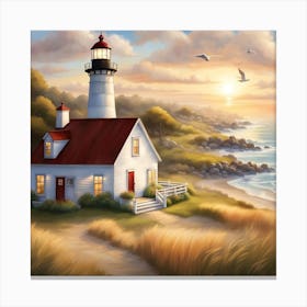 Lighthouse At Sunset 11 Canvas Print