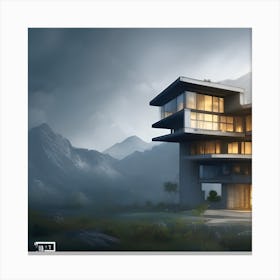 Modern House In The Mountains Canvas Print