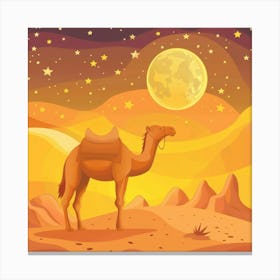 Camel In Desert 1 Canvas Print