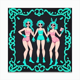 Three Girls In Bikinis 16 Canvas Print