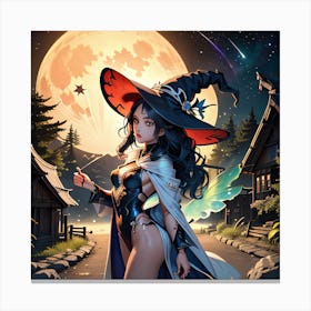 Witch In The Moonlight Canvas Print