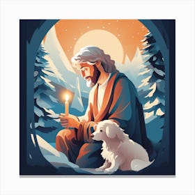 Jesus With A Dog Canvas Print