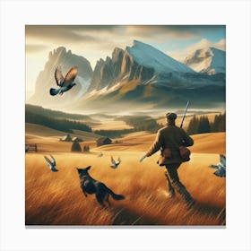 Hunter In The Mountains Canvas Print