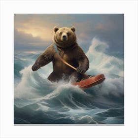 Bear In The Waves Canvas Print