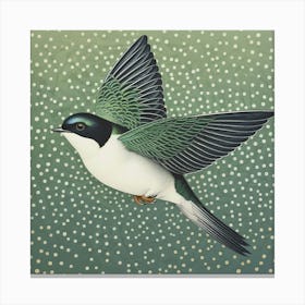 Ohara Koson Inspired Bird Painting Barn Swallow 1 Square Canvas Print